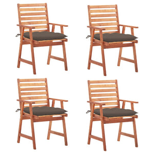 vidaXL Patio Dining Chairs Outdoor Patio Chair with Cushions Solid Wood Acacia-60