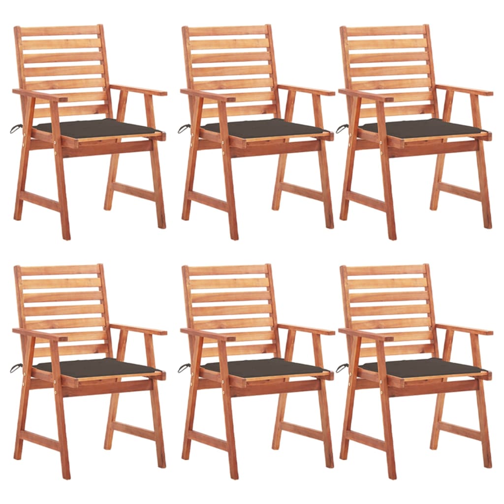 vidaXL Patio Dining Chairs Outdoor Patio Chair with Cushions Solid Wood Acacia-7