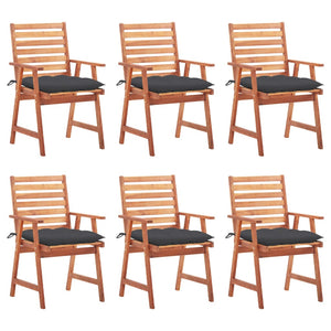 vidaXL Patio Dining Chairs Outdoor Patio Chair with Cushions Solid Wood Acacia-66