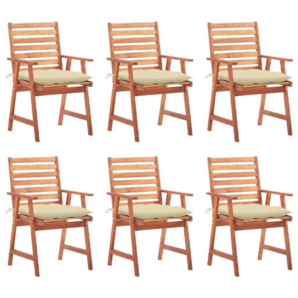 vidaXL Patio Dining Chairs Outdoor Patio Chair with Cushions Solid Wood Acacia-25