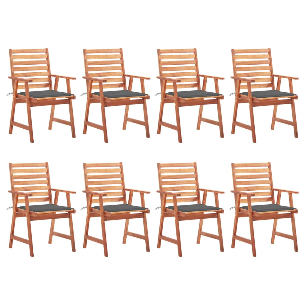 vidaXL Patio Dining Chairs Outdoor Patio Chair with Cushions Solid Wood Acacia-16