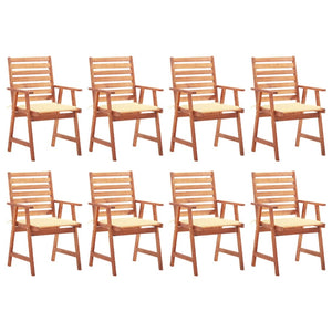 vidaXL Patio Dining Chairs Outdoor Patio Chair with Cushions Solid Wood Acacia-12