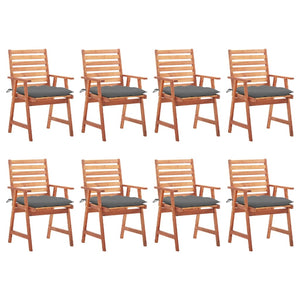 vidaXL Patio Dining Chairs Outdoor Patio Chair with Cushions Solid Wood Acacia-24