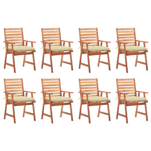 vidaXL Patio Dining Chairs Outdoor Patio Chair with Cushions Solid Wood Acacia-19