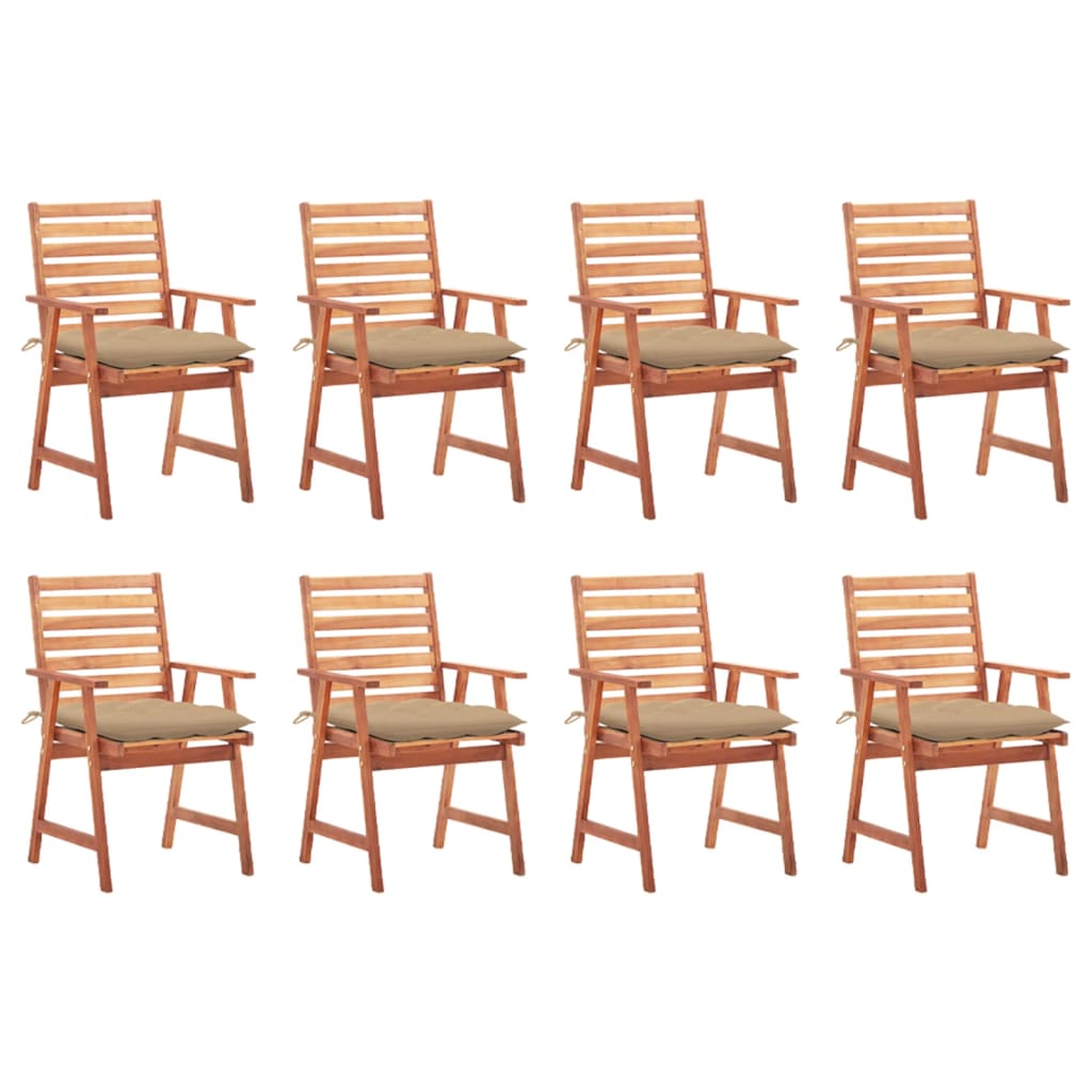 vidaXL Patio Dining Chairs Outdoor Patio Chair with Cushions Solid Wood Acacia-54