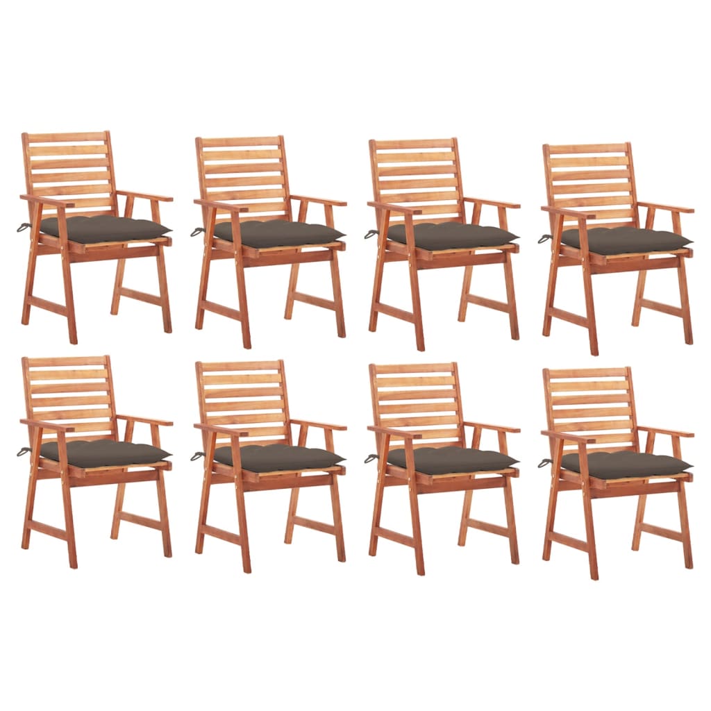 vidaXL Patio Dining Chairs Outdoor Patio Chair with Cushions Solid Wood Acacia-53