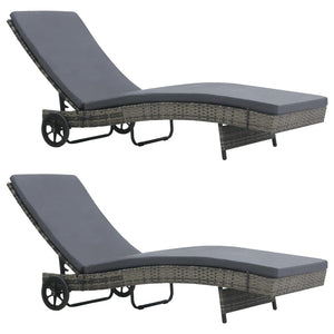 vidaXL Patio Lounge Chair Outdoor Sunbed Sunlounger with Cushion Poly Rattan-2