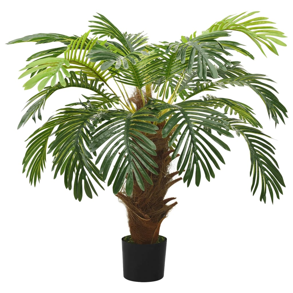 vidaXL Artificial Tree Cycas Lifelike Tropical Palm Tree with Pot 35.4" Green-0