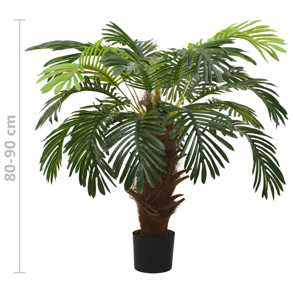 vidaXL Artificial Tree Cycas Lifelike Tropical Palm Tree with Pot 35.4" Green-21