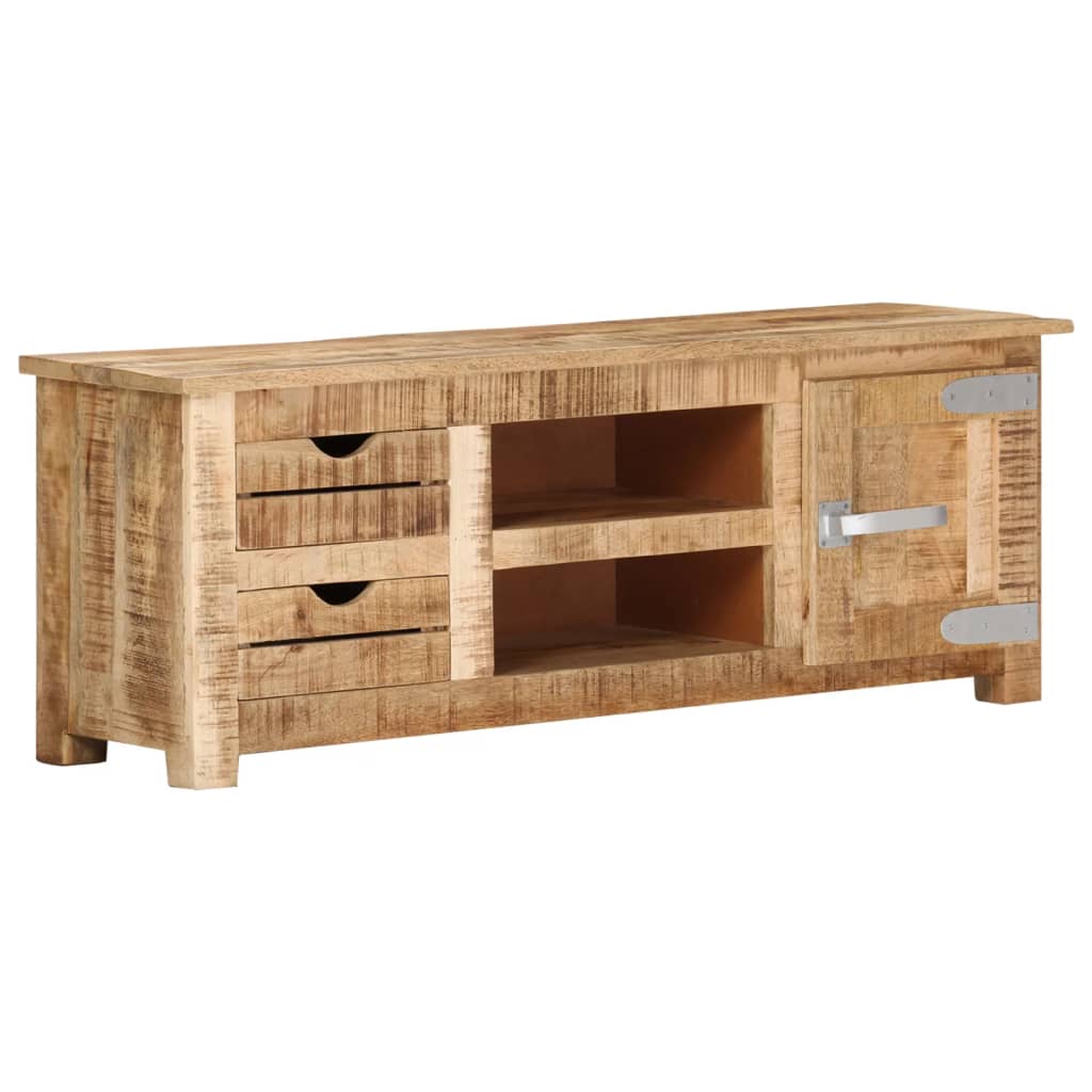 vidaXL TV Stand 43.3"x11.8"x15.7" Rough Mango Wood-10