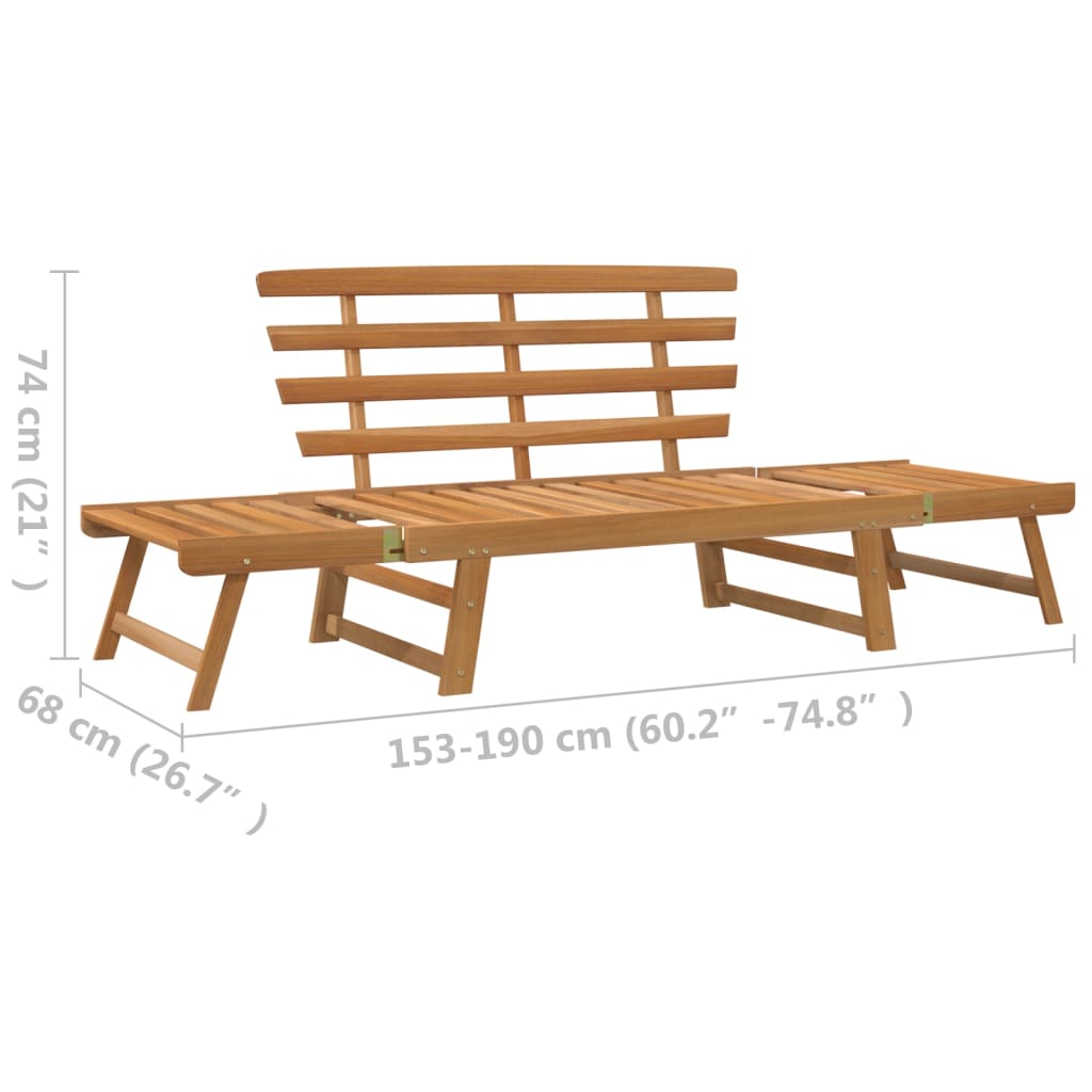 vidaXL Patio Bench Outdoor Garden Bench with Cushions 2-in-1 Solid Wood Acacia-39