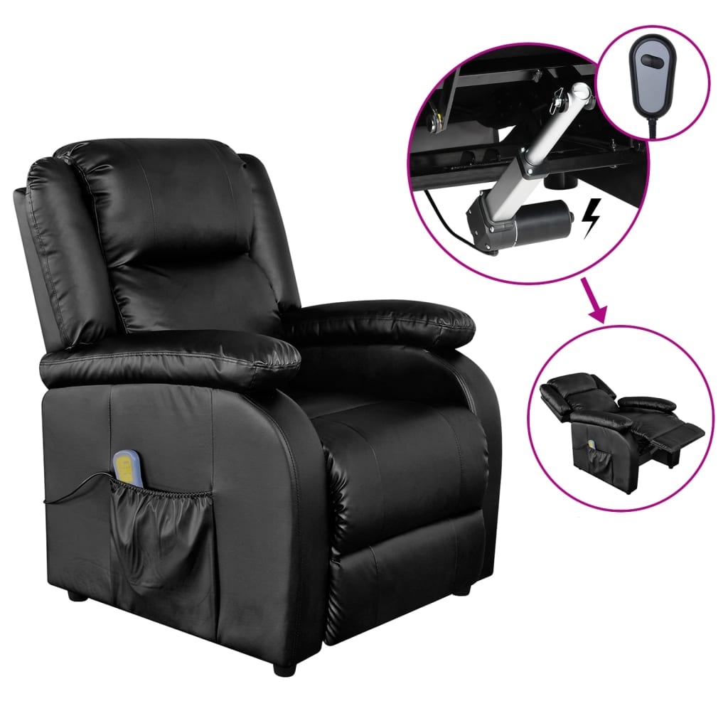 vidaXL Massage Chair Massaging Recliner Push Chair for Elderly Faux Leather-22