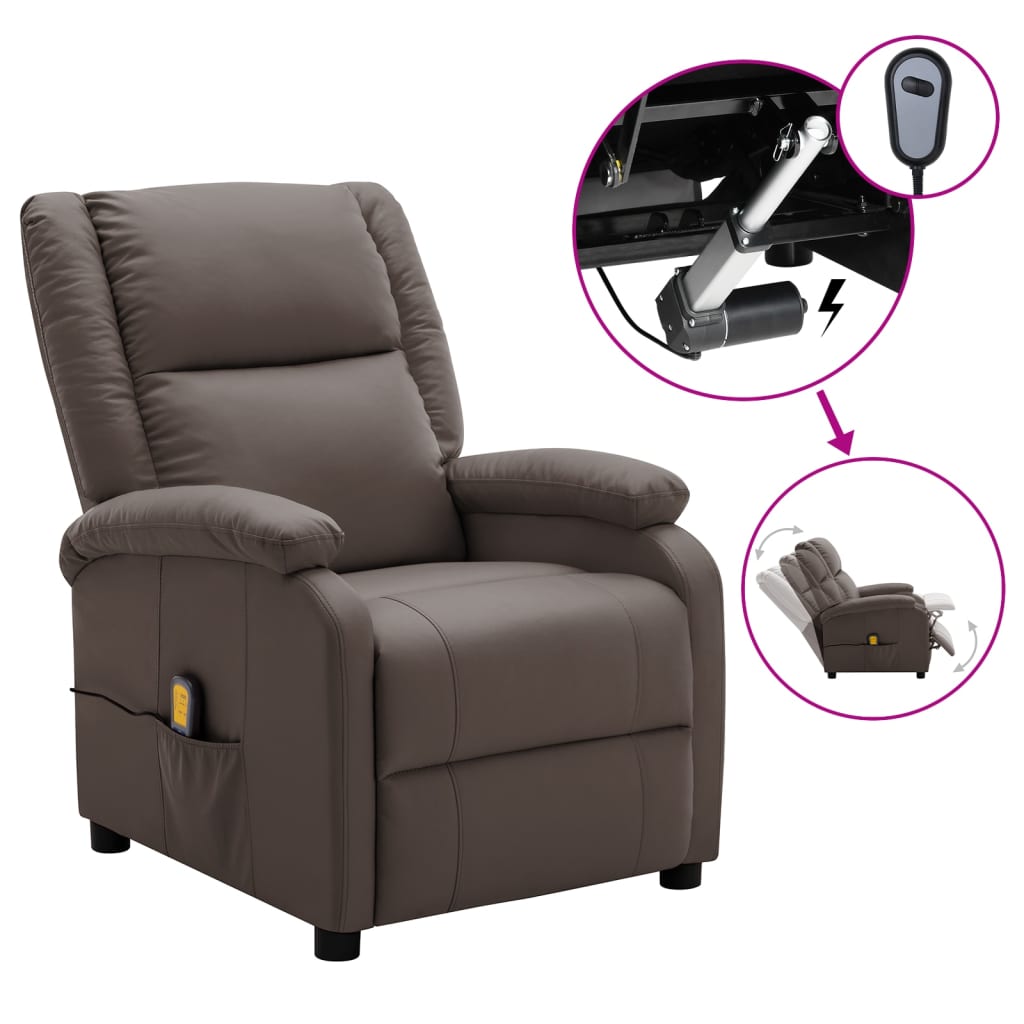 vidaXL Massage Chair Massaging Recliner Push Chair for Elderly Faux Leather-2