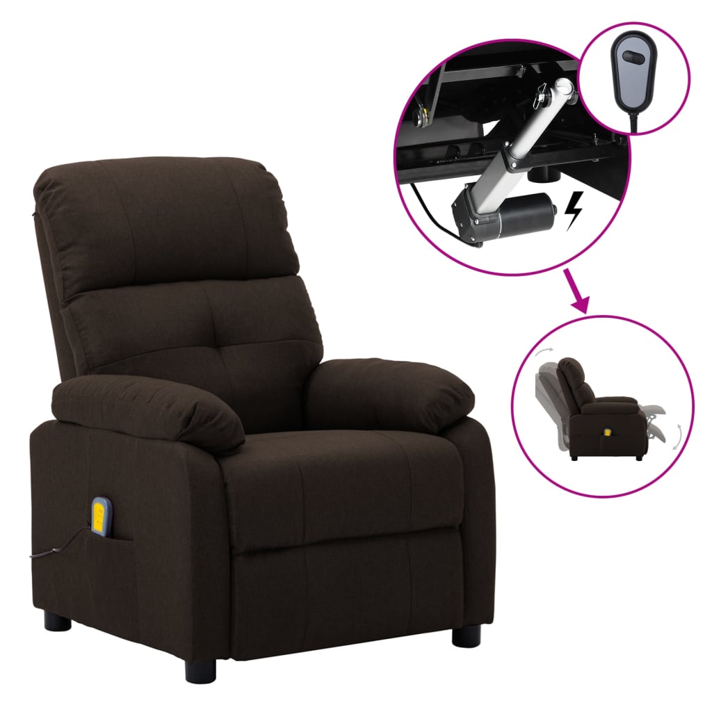 vidaXL Massage Chair Massaging Recliner Push Cozy Chair for Elderly Fabric-22