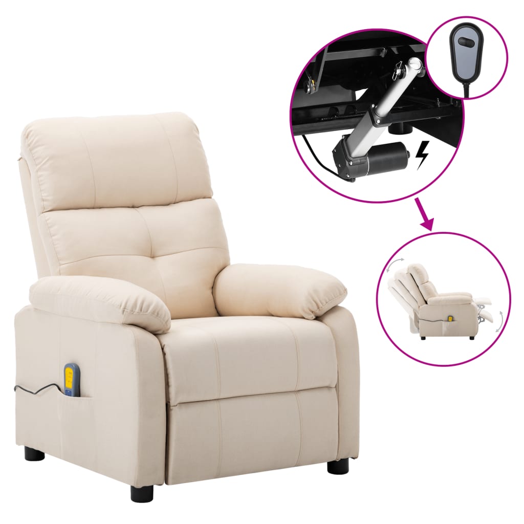 vidaXL Massage Chair Massaging Recliner Push Cozy Chair for Elderly Fabric-32