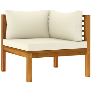 vidaXL 2 Piece Sofa Set with Cream White Cushions Solid Acacia Wood-10