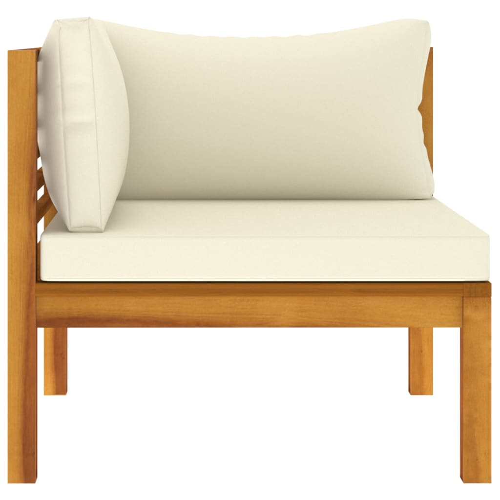 vidaXL 2 Piece Sofa Set with Cream White Cushions Solid Acacia Wood-14