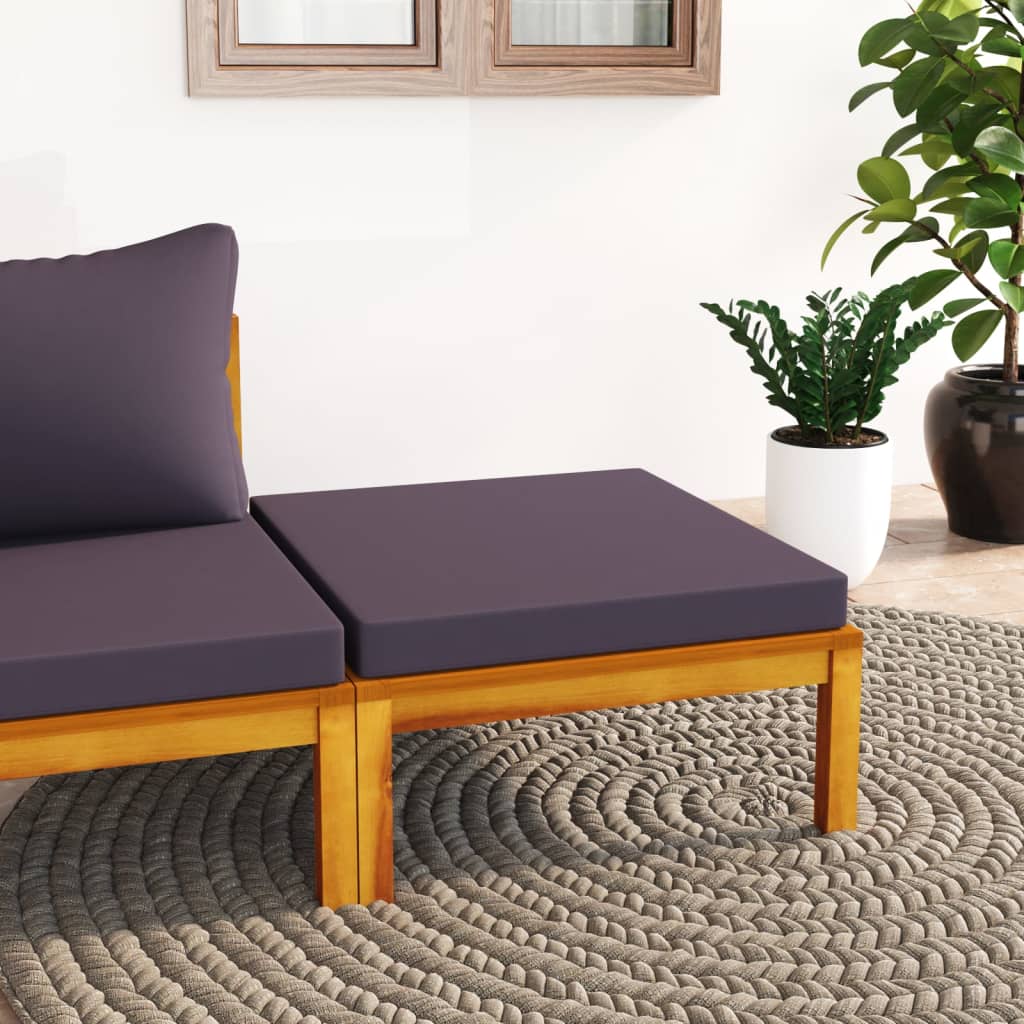 vidaXL Footrest with Dark Gray Cushion Solid Acacia Wood-0