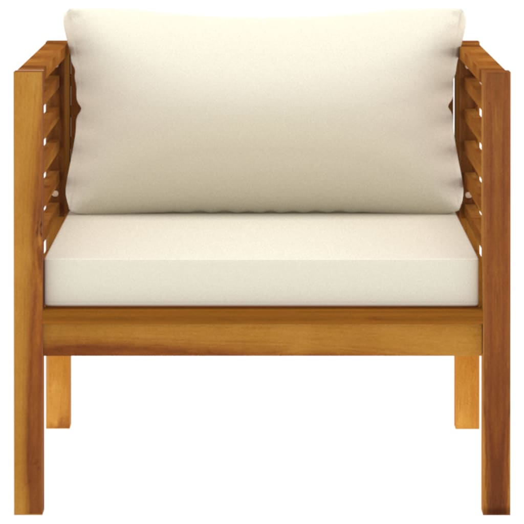 vidaXL Patio Chair with Cream White Cushions Solid Acacia Wood-2