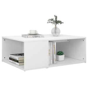 vidaXL Coffee Table White Chipboard Side Sofa Accent High Gloss White/White-29