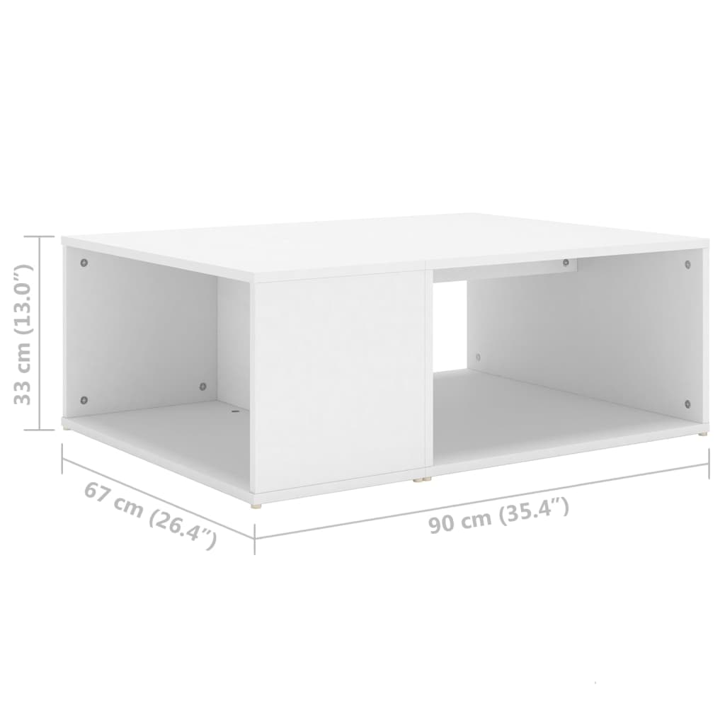 vidaXL Coffee Table White Chipboard Side Sofa Accent High Gloss White/White-10