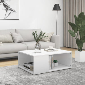 vidaXL Coffee Table White Chipboard Side Sofa Accent High Gloss White/White-21