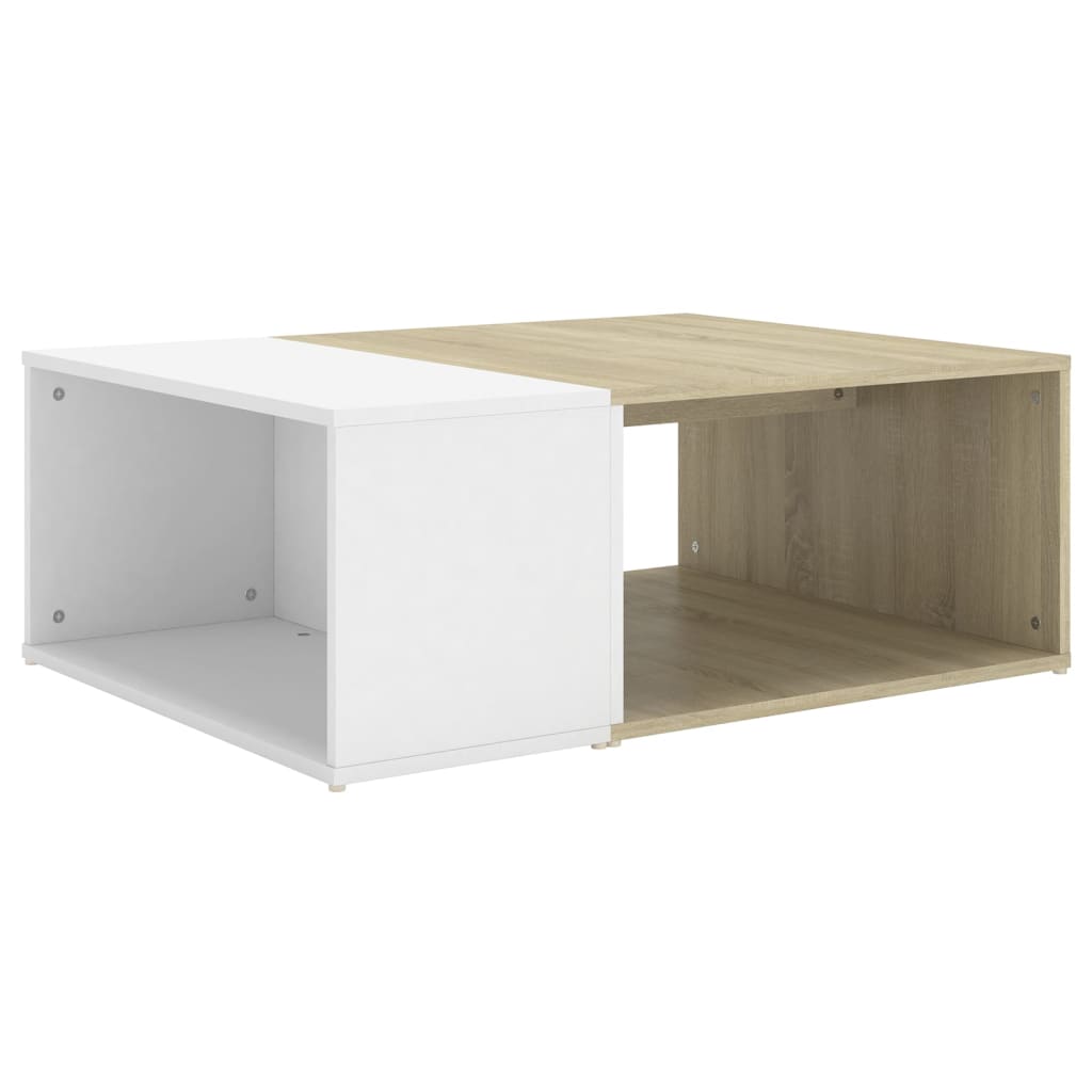 vidaXL Coffee Table White Chipboard Side Sofa Accent High Gloss White/White-5