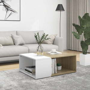 vidaXL Coffee Table White Chipboard Side Sofa Accent High Gloss White/White-4