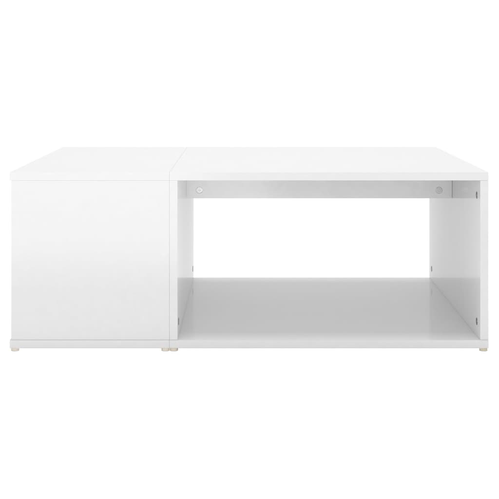 vidaXL Coffee Table White Chipboard Side Sofa Accent High Gloss White/White-33