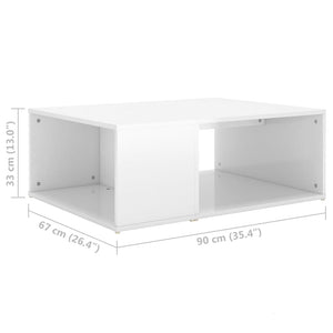 vidaXL Coffee Table White Chipboard Side Sofa Accent High Gloss White/White-11