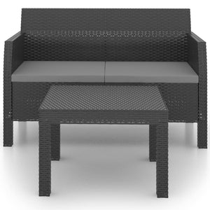 vidaXL 2 Piece Patio Lounge Set with Cushions PP Rattan Anthracite-1