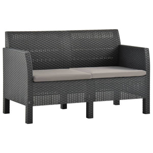 vidaXL 2 Piece Patio Lounge Set with Cushions PP Rattan Anthracite-2