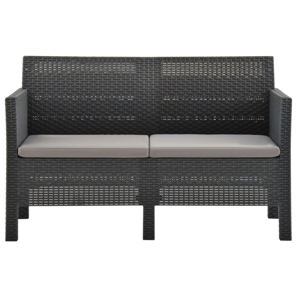 vidaXL 2 Piece Patio Lounge Set with Cushions PP Rattan Anthracite-3