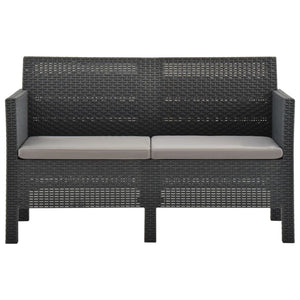 vidaXL 2 Piece Patio Lounge Set with Cushions PP Rattan Anthracite-3