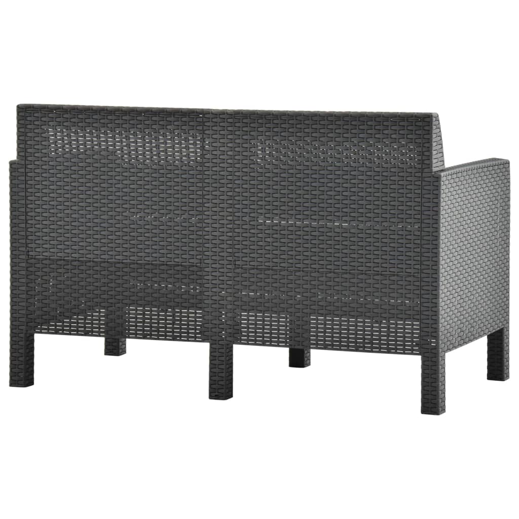 vidaXL 2 Piece Patio Lounge Set with Cushions PP Rattan Anthracite-5