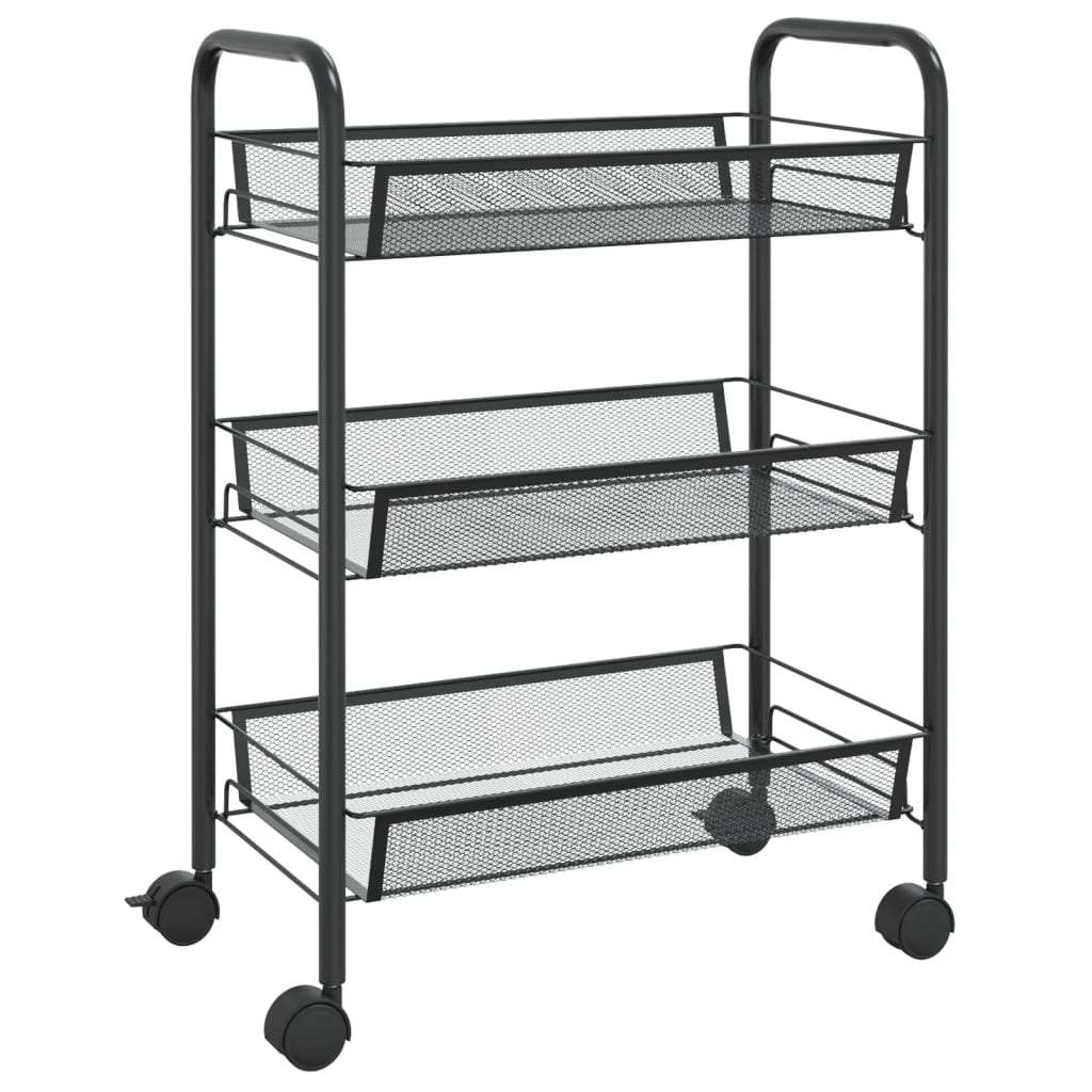 vidaXL Kitchen Trolley Rolling Storage Utility Cart with Mesh Baskets Iron-39