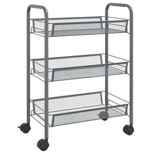 vidaXL Kitchen Trolley Rolling Storage Utility Cart with Mesh Baskets Iron-52