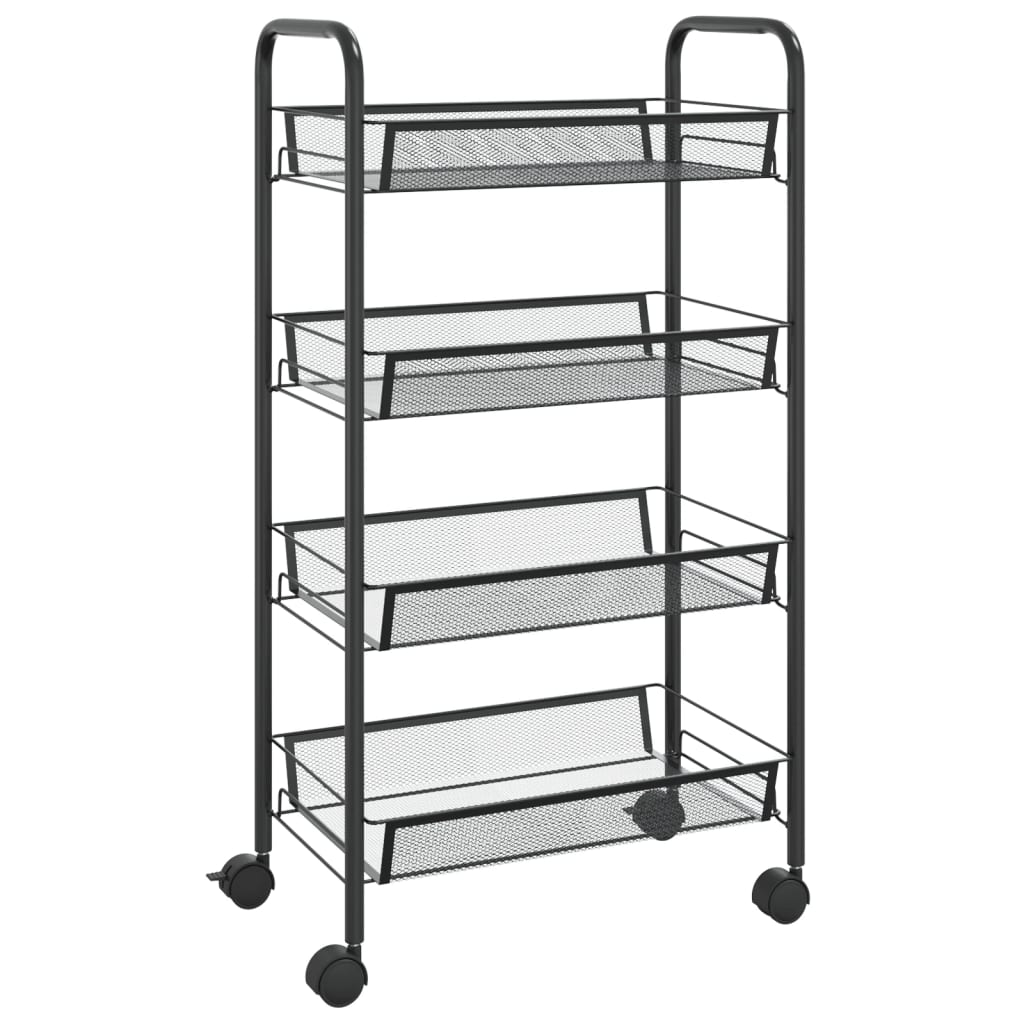 vidaXL Kitchen Trolley Rolling Storage Utility Cart with Mesh Baskets Iron-48