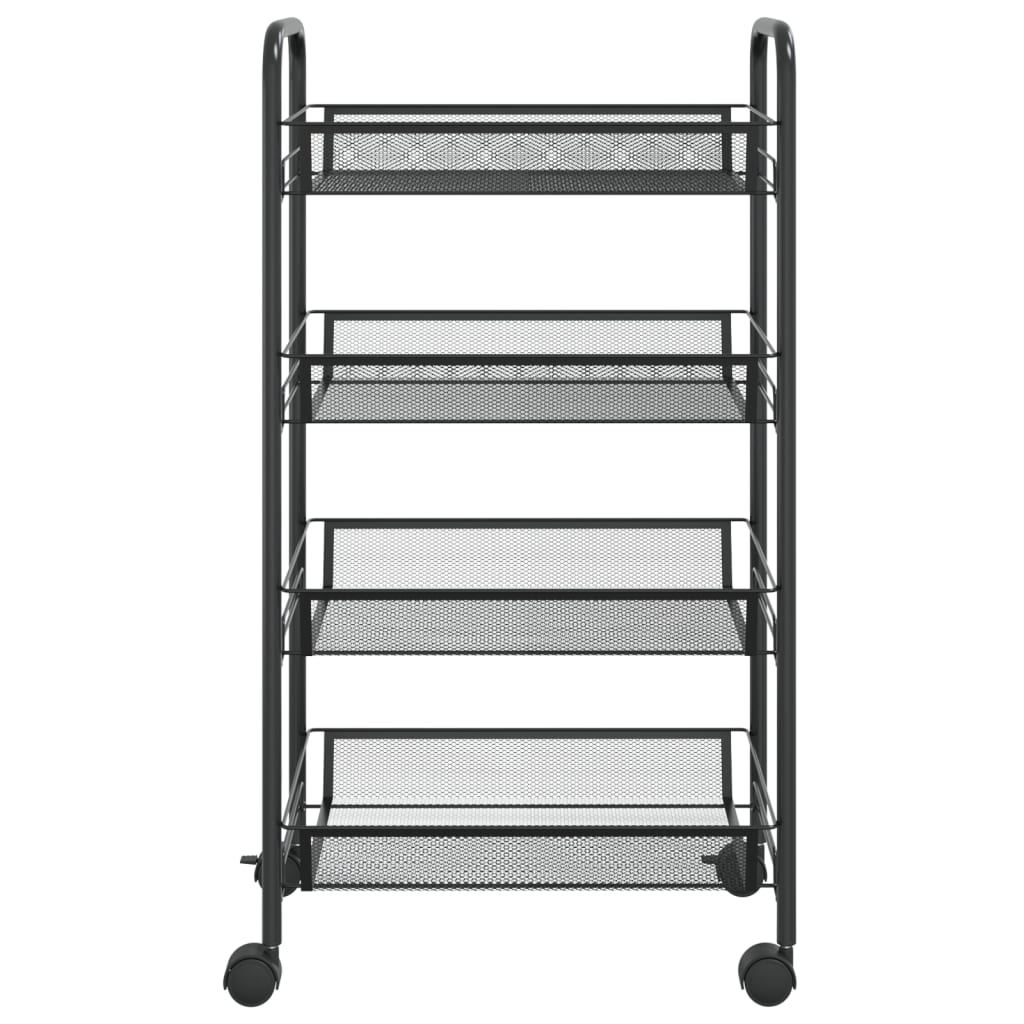 vidaXL Kitchen Trolley Rolling Storage Utility Cart with Mesh Baskets Iron-9