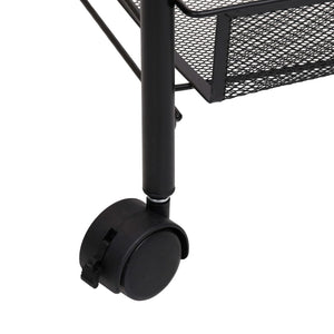 vidaXL Kitchen Trolley Rolling Storage Utility Cart with Mesh Baskets Iron-27