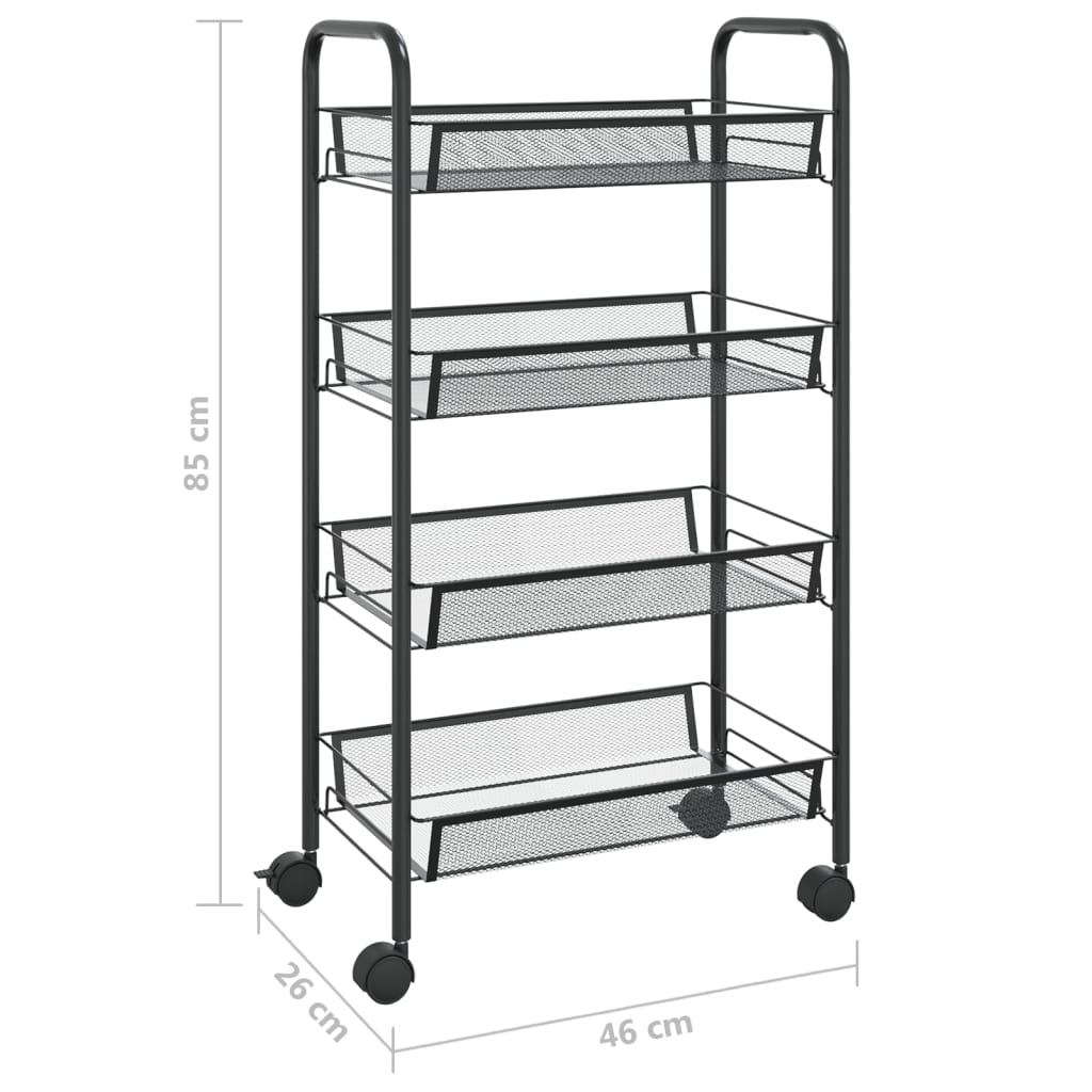 vidaXL Kitchen Trolley Rolling Storage Utility Cart with Mesh Baskets Iron-33