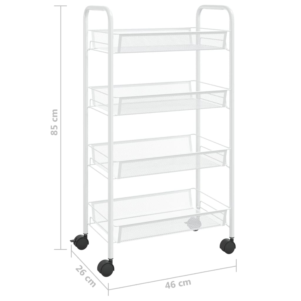 vidaXL Kitchen Trolley Rolling Storage Utility Cart with Mesh Baskets Iron-17