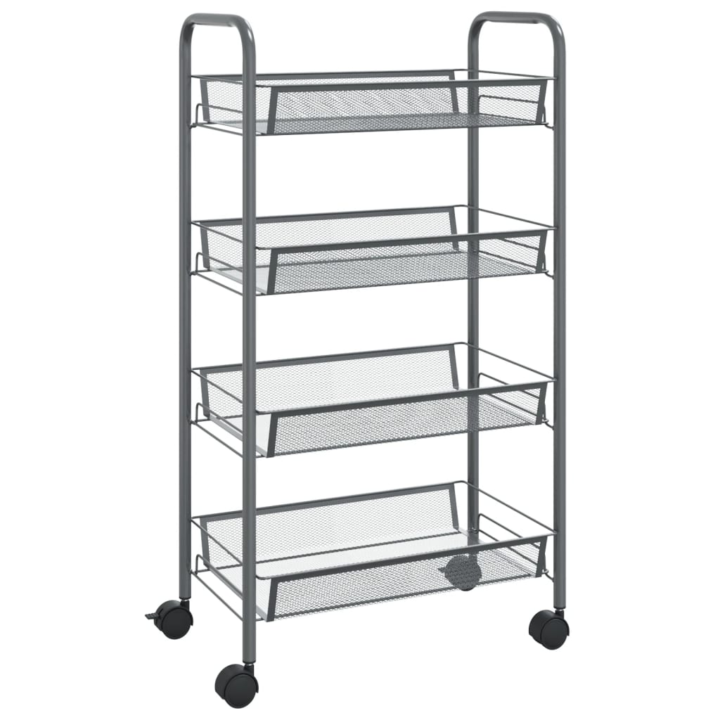 vidaXL Kitchen Trolley Rolling Storage Utility Cart with Mesh Baskets Iron-12