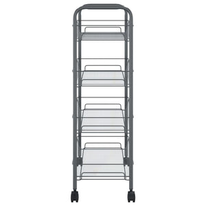 vidaXL Kitchen Trolley Rolling Storage Utility Cart with Mesh Baskets Iron-30