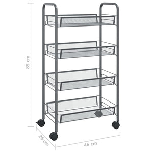 vidaXL Kitchen Trolley Rolling Storage Utility Cart with Mesh Baskets Iron-47