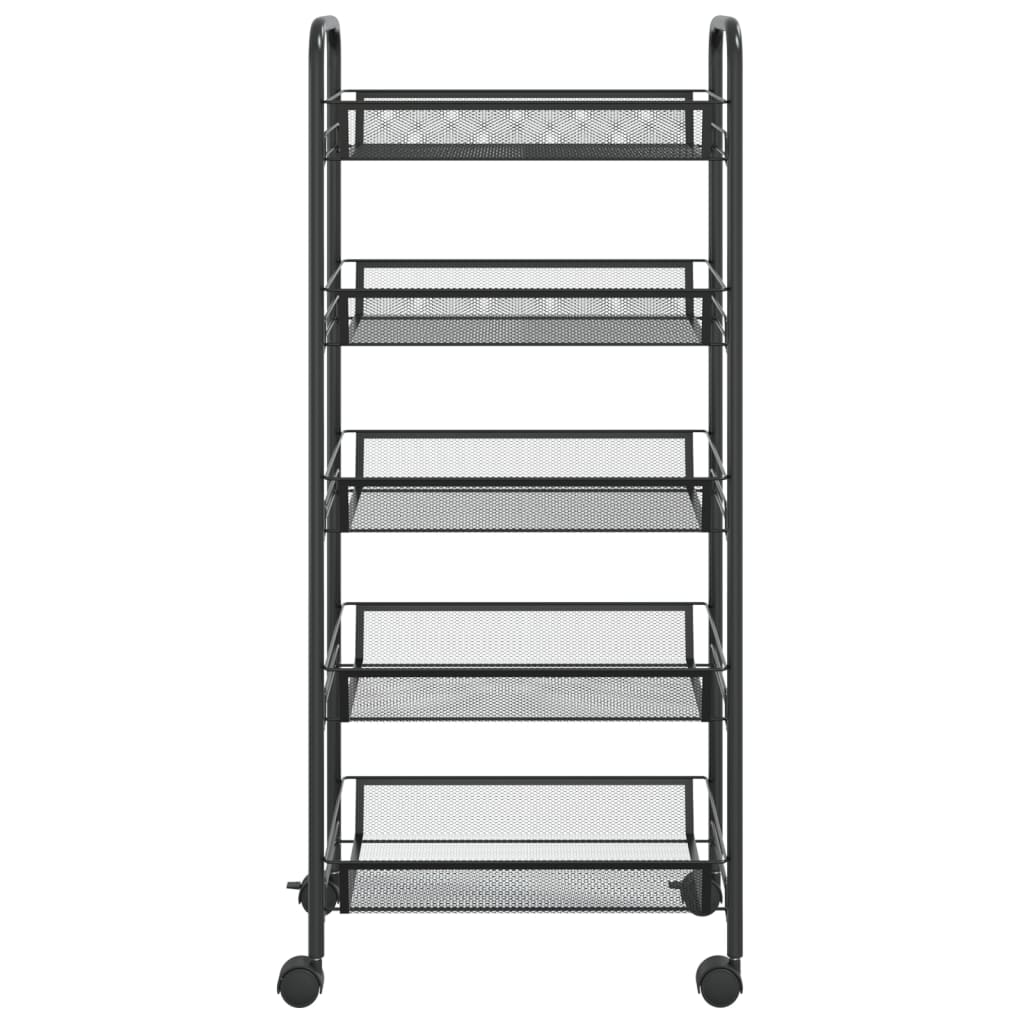 vidaXL Kitchen Trolley Rolling Storage Utility Cart with Mesh Baskets Iron-19