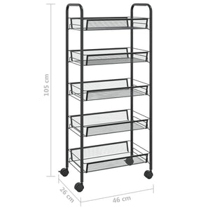 vidaXL Kitchen Trolley Rolling Storage Utility Cart with Mesh Baskets Iron-43