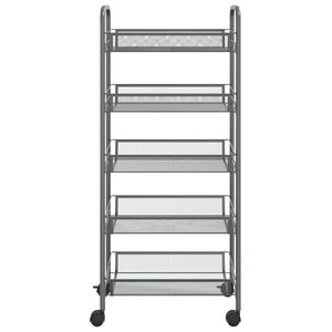 vidaXL Kitchen Trolley Rolling Storage Utility Cart with Mesh Baskets Iron-44