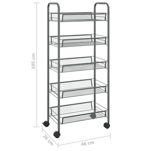 vidaXL Kitchen Trolley Rolling Storage Utility Cart with Mesh Baskets Iron-38