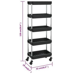 vidaXL 5-Tier Kitchen Trolley Rolling Storage Cart with Wheels Iron and ABS-17